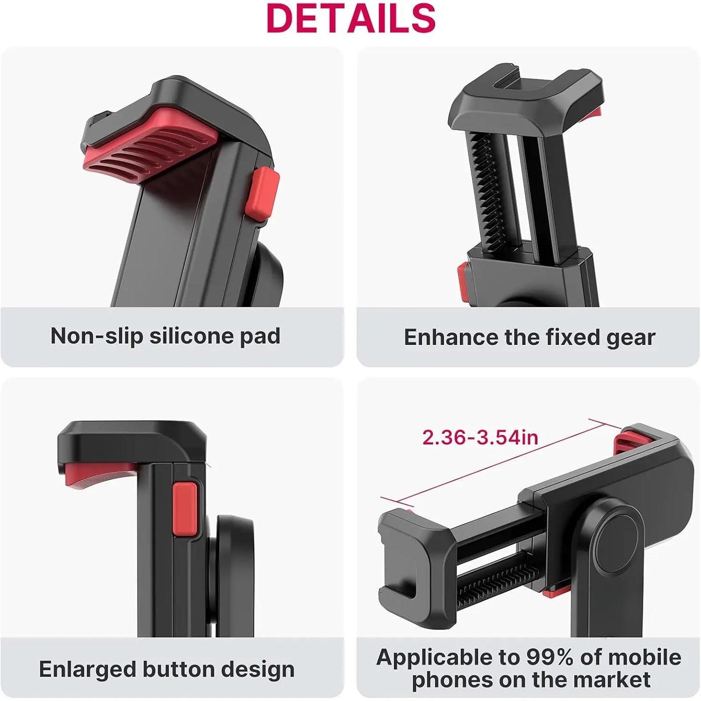 ST-06S Silicon Phone Tripod Mount Holder, 2 Cold Shoe Camera Stand Accessories for Smartphone, Pad, Android, DJI Ronin S/SC, Zhiyun Gimbals, Rotating Stand, X