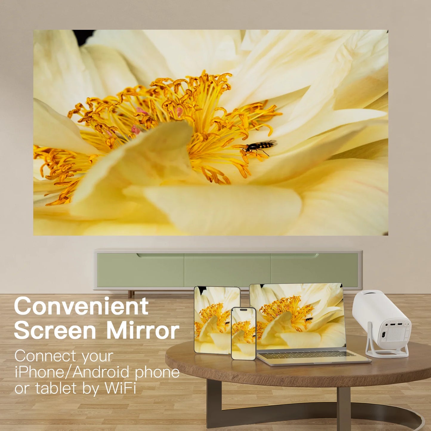 S40 Smart Projector Android 11 1080P 4K Movie Wifi6 BT5.4 Allwinner H713 1280*720P Auto Keystone Outdoor Pocket Beamer