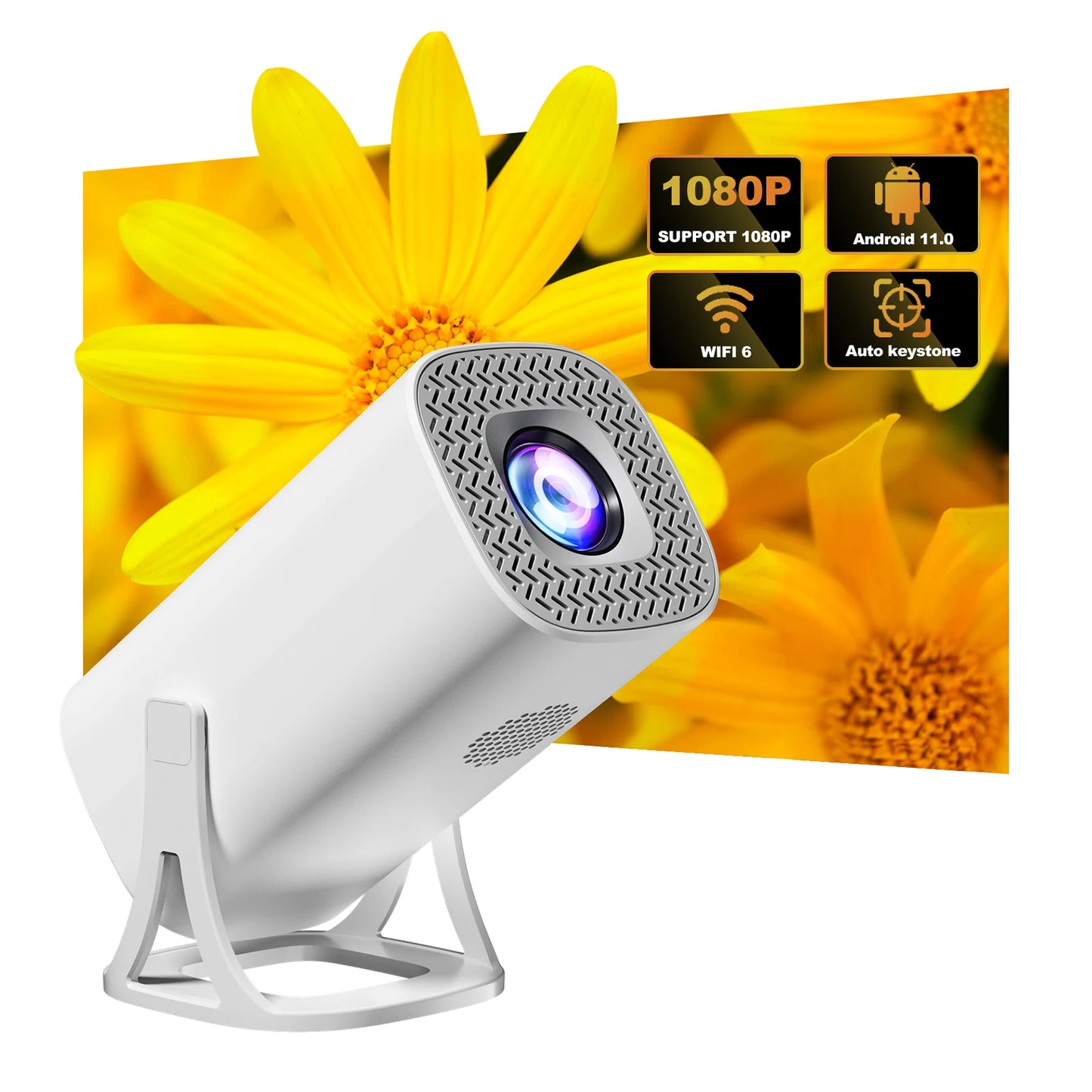 S40 Smart Projector Android 11 1080P 4K Movie Wifi6 BT5.4 Allwinner H713 1280*720P Auto Keystone Outdoor Pocket Beamer