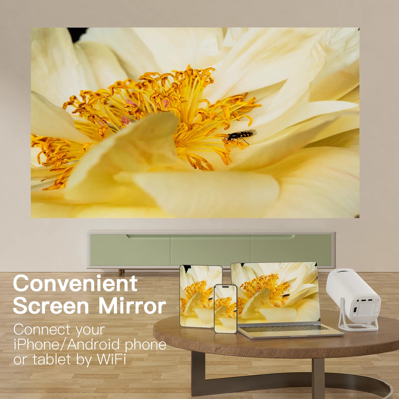 S40 Smart Projector Android 11 1080P 4K Movie Wifi6 BT5.4 Allwinner H713 1280*720P Auto Keystone Outdoor Pocket Beamer